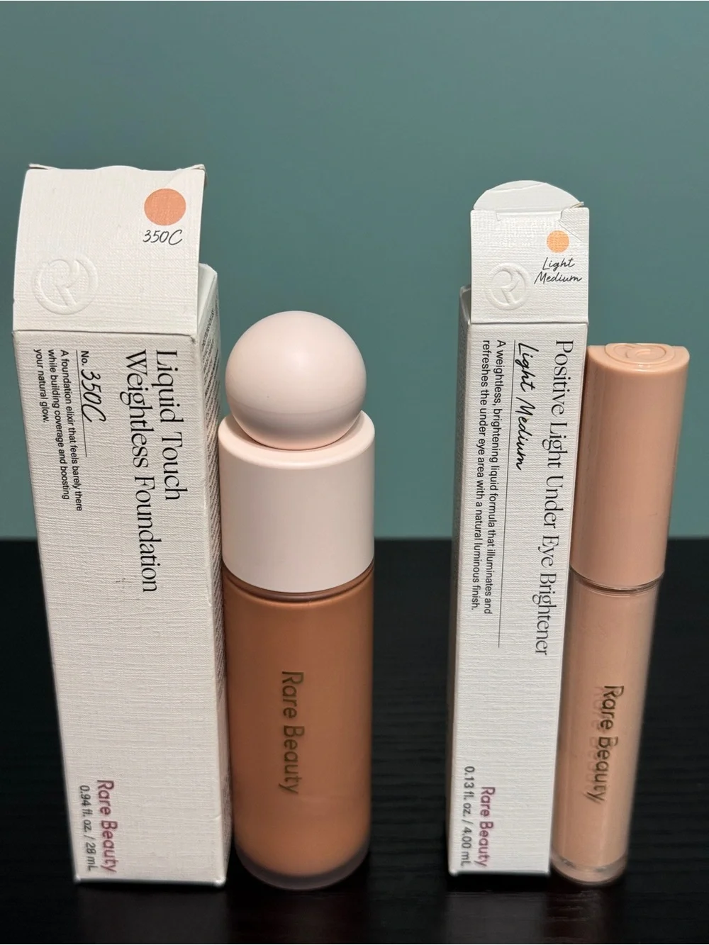Rare Beauty Foundation & Brightener Duo - Warm beige & Light to Medium